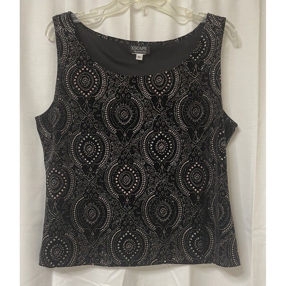 Xscape By Joanna Chen XL Dressy Sleeveless Blouse Glitter Stretch Tank - Picture 1 of 4
